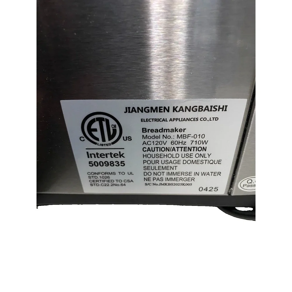 KBS MBF-010 Stainless Steel Bread Machine Maker - Tested & Works!